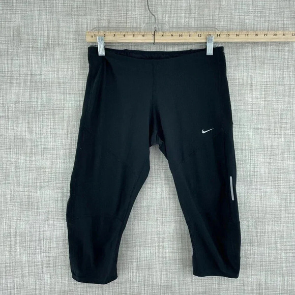 Nike Crop Legging Activewear running Pants Womens M Black 1287 - Picture 1 of 10